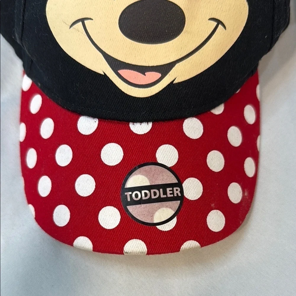 Disney Minnie Mouse Toddler Cap - Red&Black, Fuzzy Ears, adjustable back